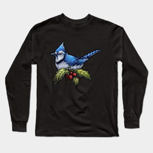 Holiday Bird American Blue Jay Long Sleeve T-Shirt